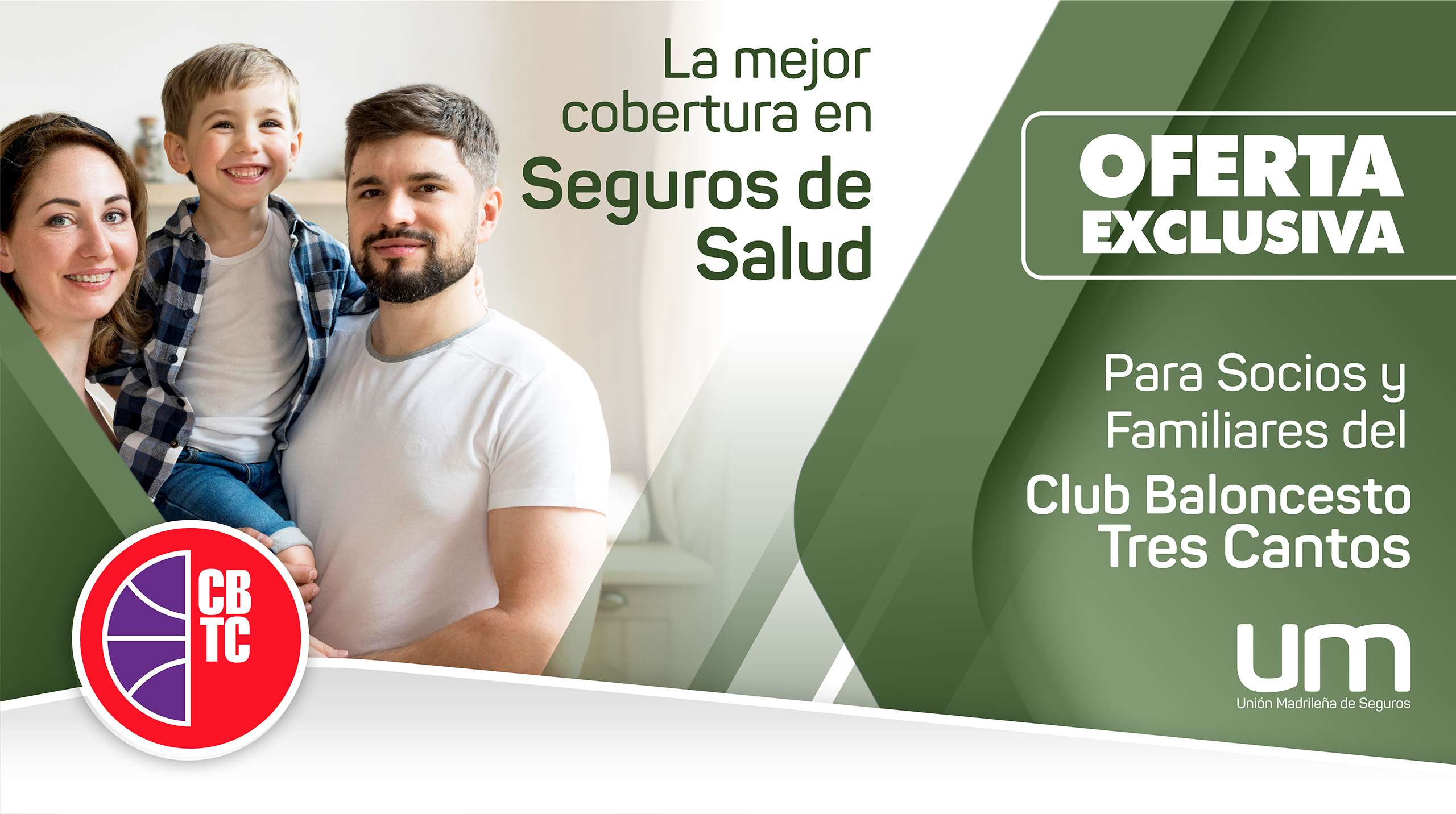 Oferta especial para socios y familiares del CB Tres Cantos - Union  Madrileña. Seguros de salud, dental y decesos